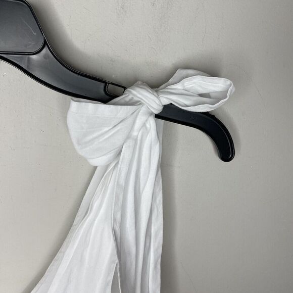 PETER SOM Tiered Dress Womens 4 White Tie Strap V-Neck Sleeveless A-Line Cotton - Picture 8 of 12